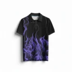 Premium Black and Purple Lightning Pattern Sports Polo - Performance Athletic Wear