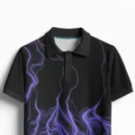 Premium Black and Purple Lightning Pattern Sports Polo - Performance Athletic Wear - Image 4