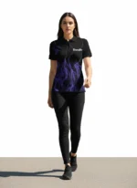 Premium Black and Purple Lightning Pattern Sports Polo - Performance Athletic Wear - Image 5
